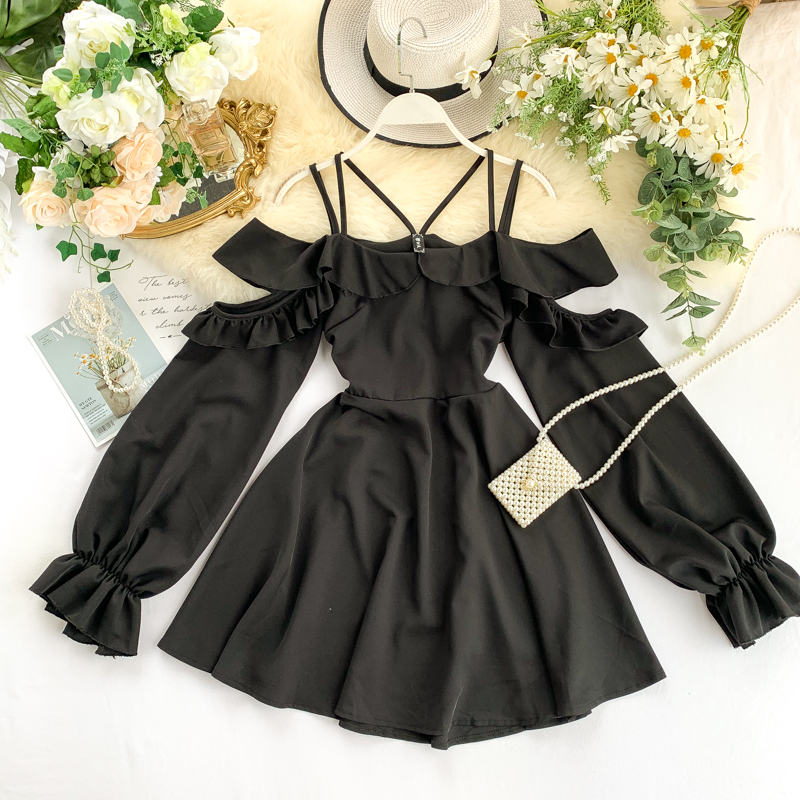 Chic A line long sleeves fashion summer dress ,YM71