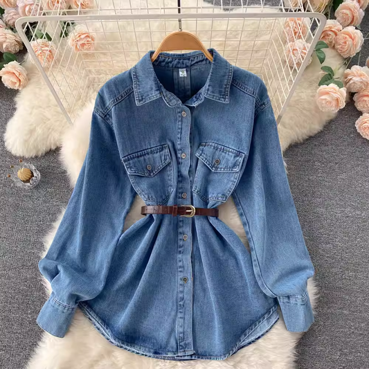 New fashionable button design lapel long-sleeved blouses for autumn and winter YM549