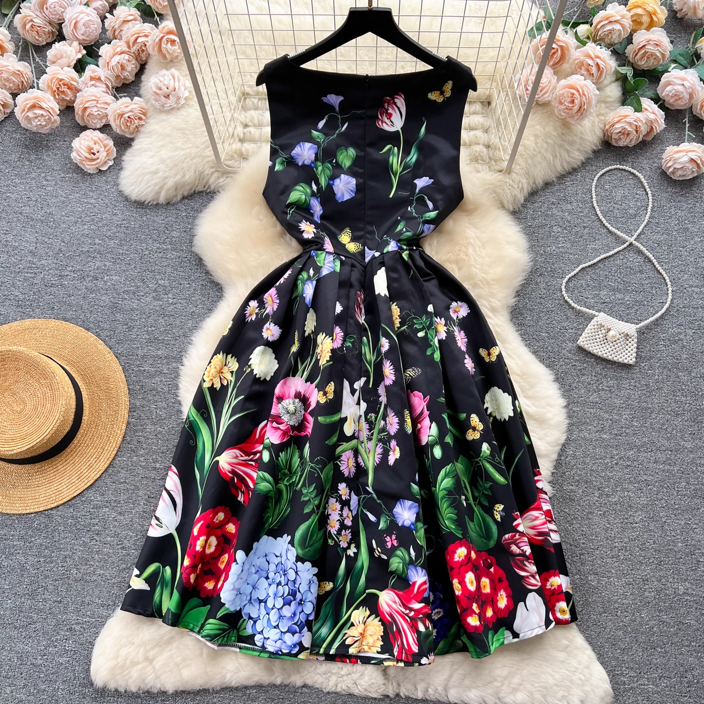 Trendy A-line Printed Dress,YM161