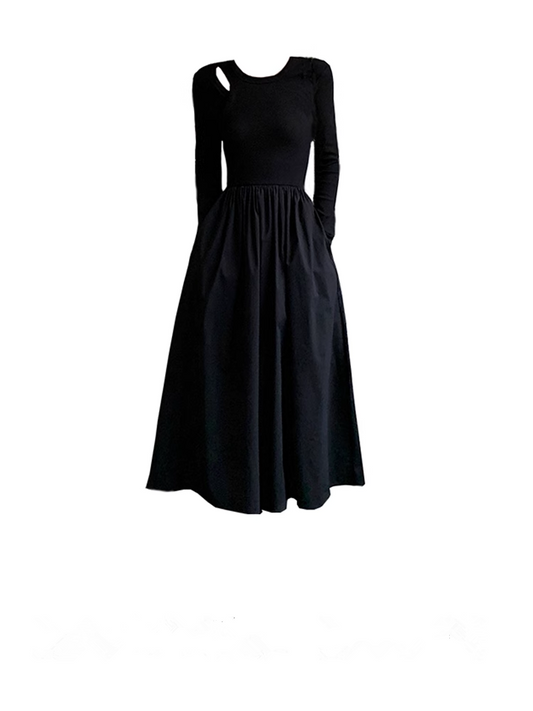 women's hollow knitted long sleeve dress YM706