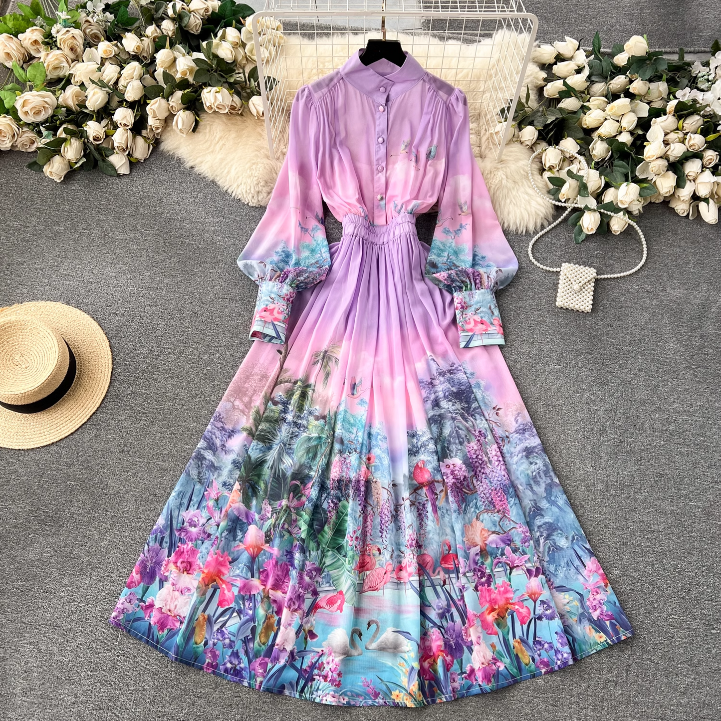 Long chiffon resort dress YM1150