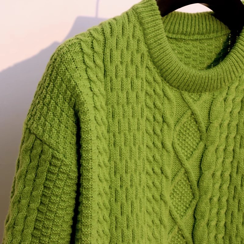 women's autumn winter green twist sweater YM365