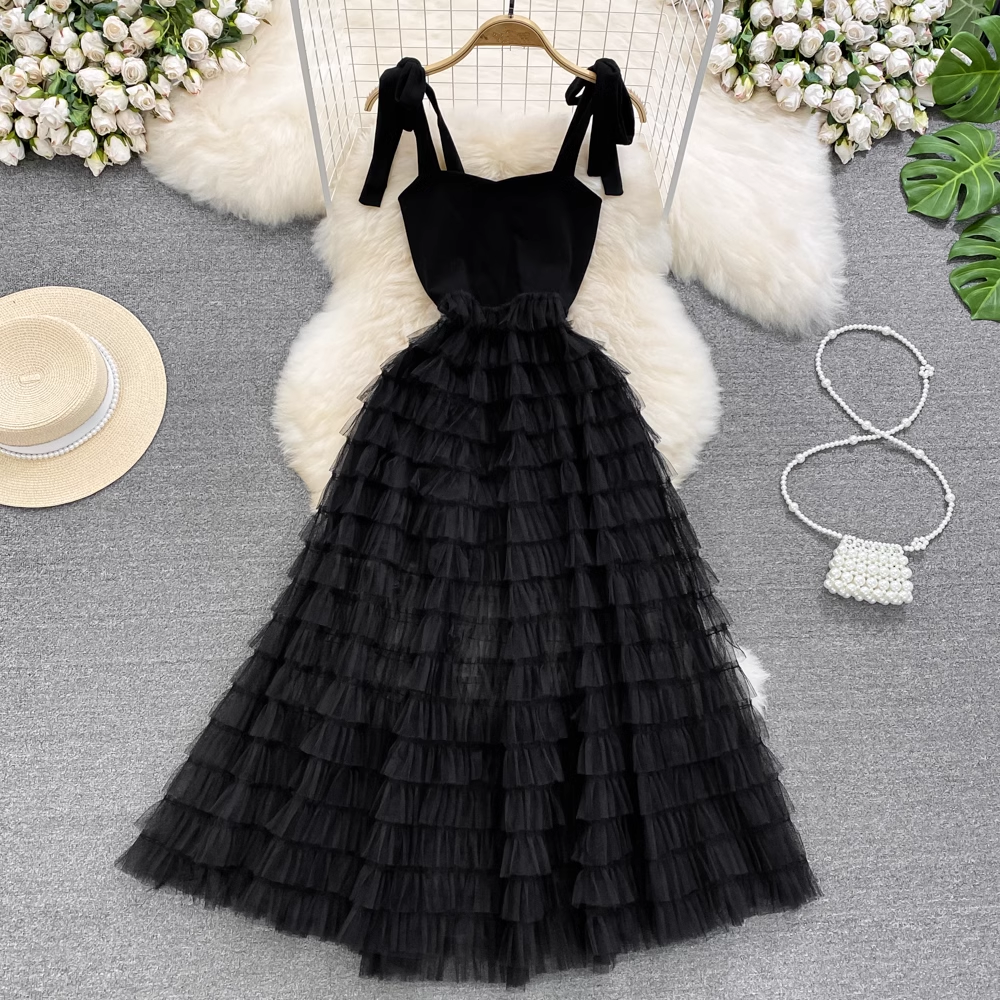 Black A-line Tulle Dress , YM262