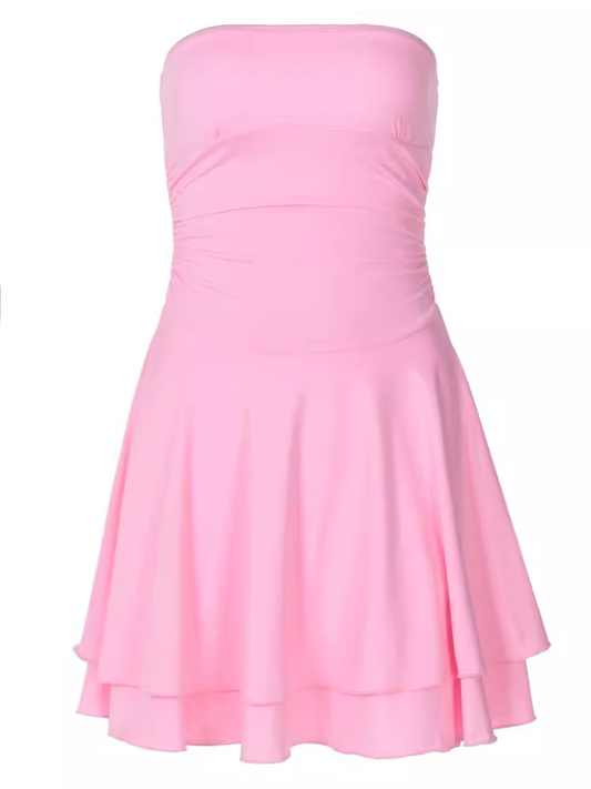 Pink Strapless Mini Dress   YM1330