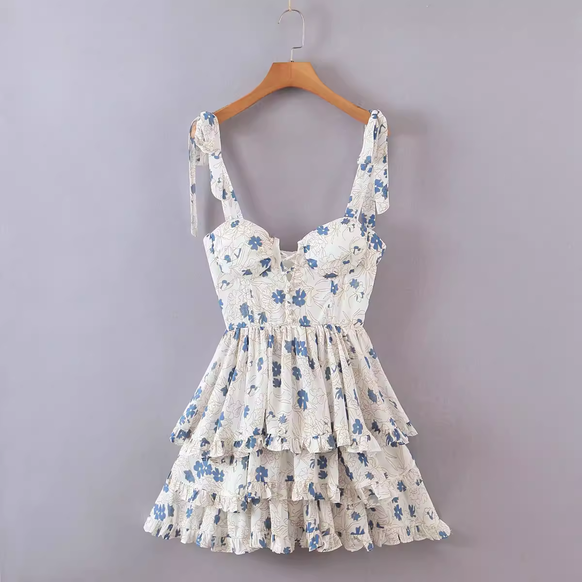 French floral print sexy high waist suspender dress YM1405