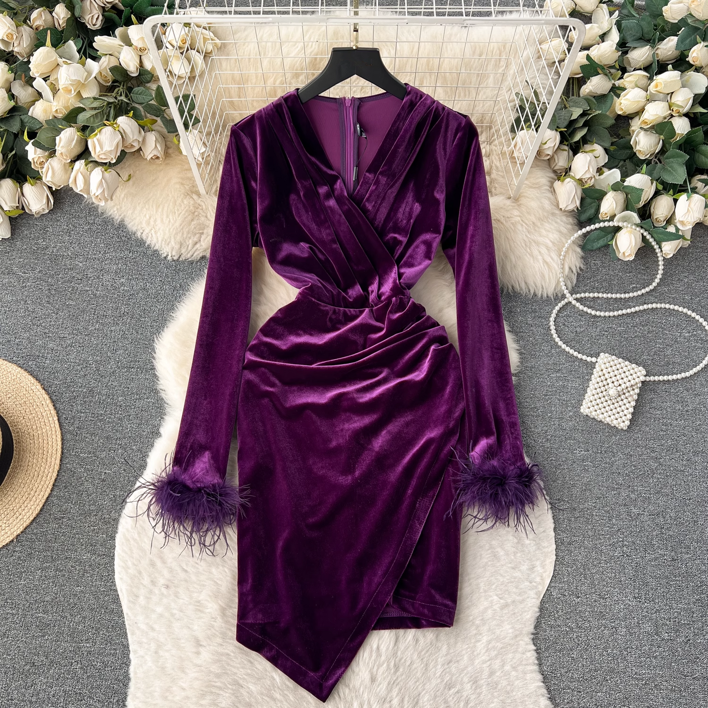 Sheath Velvet Short Party Dress  YM635