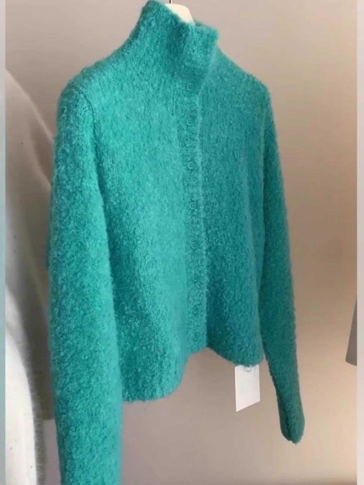 Lake blue single-breasted sweater cardigan YM1874