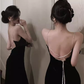 Sexy Black Backless Dress   YM1487