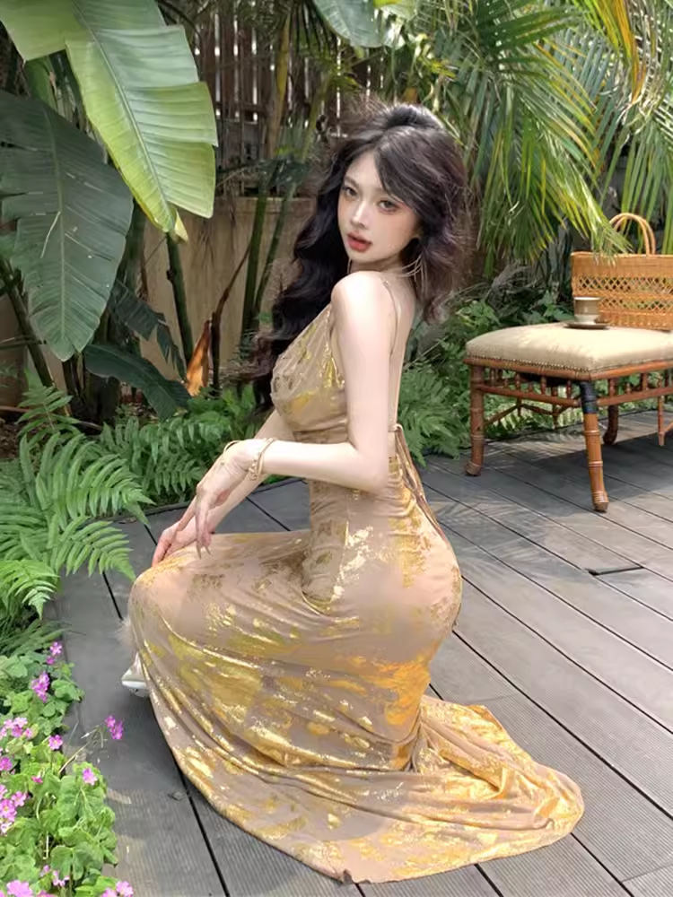 Sexy Backless Long Dress   YM1493