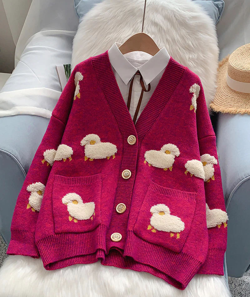 Cute sheep pattern sweater long sleeve sweater sweater coat spring and autumn clothing, YM258