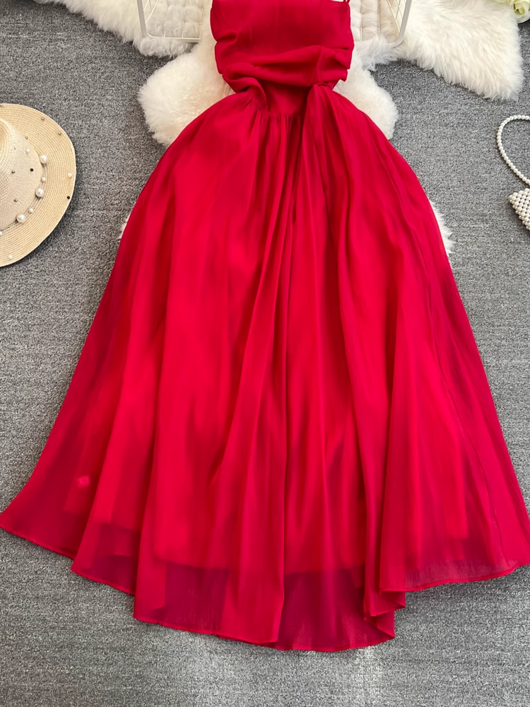 Red Sleeveless Summer Dress  YM1412