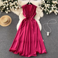 V-neck pleated waist hollow dress women summer dress ,YM159