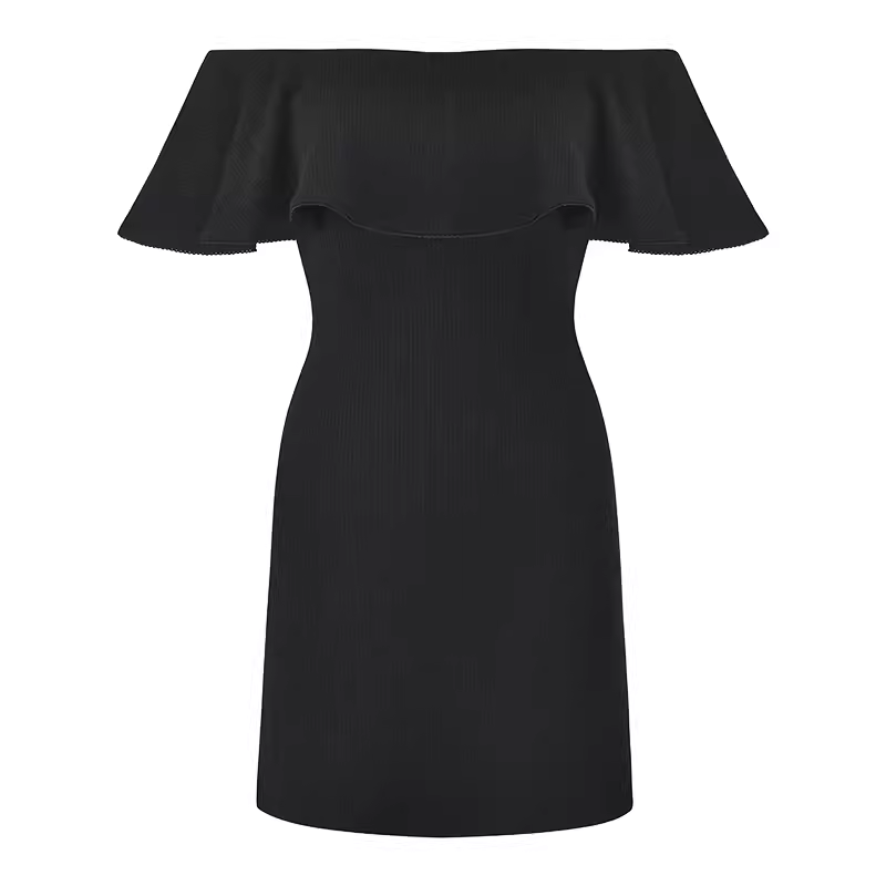 Off The Shoulder Black Dress YM1364