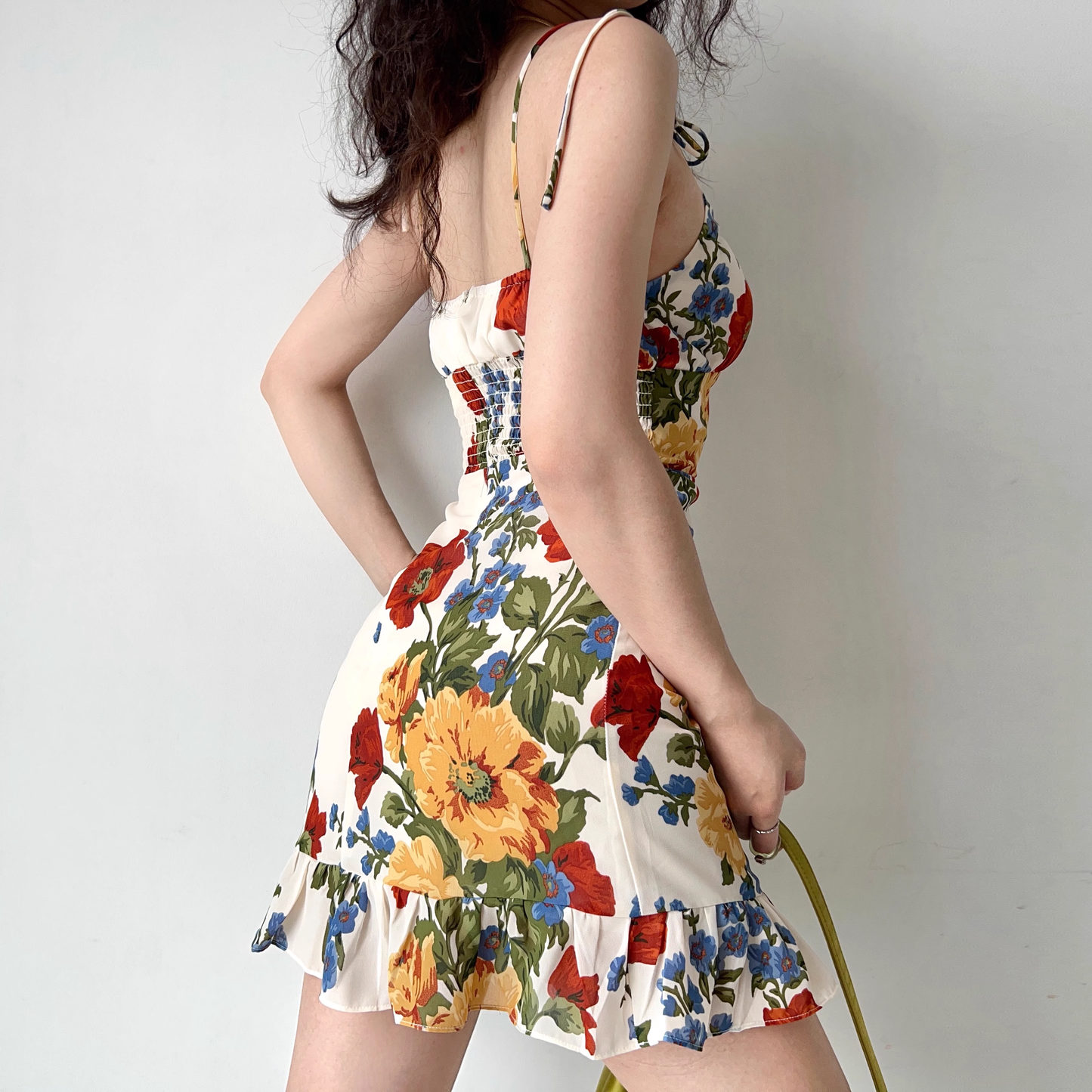 Oil painting print vintage slip dress YM475