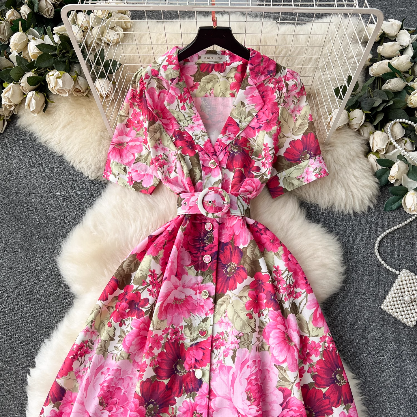 New style suit collar buttoned long dress for women YM1175