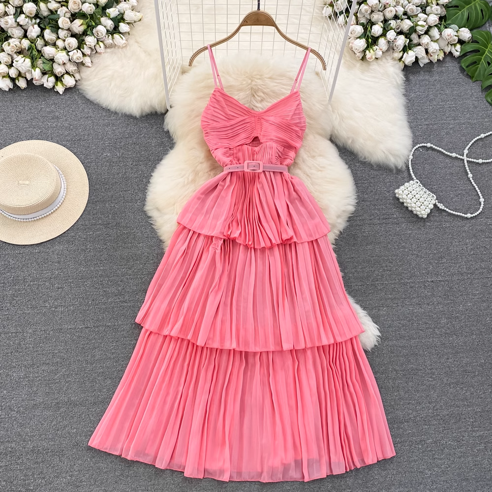 A-line V-neck Seaside Vacation Beach Dress YM284