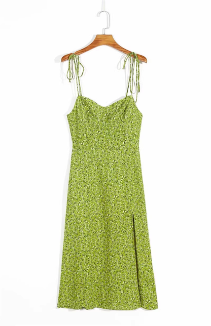 women's green floral slit dress YM1268