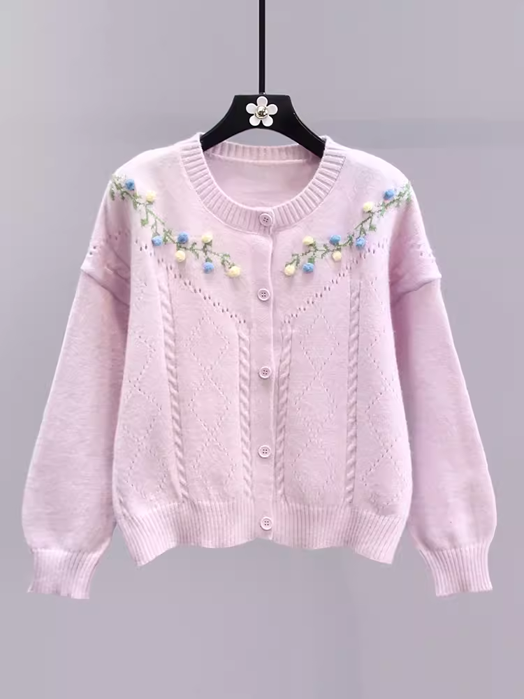 women's embroidered floral sweater jacket YM649