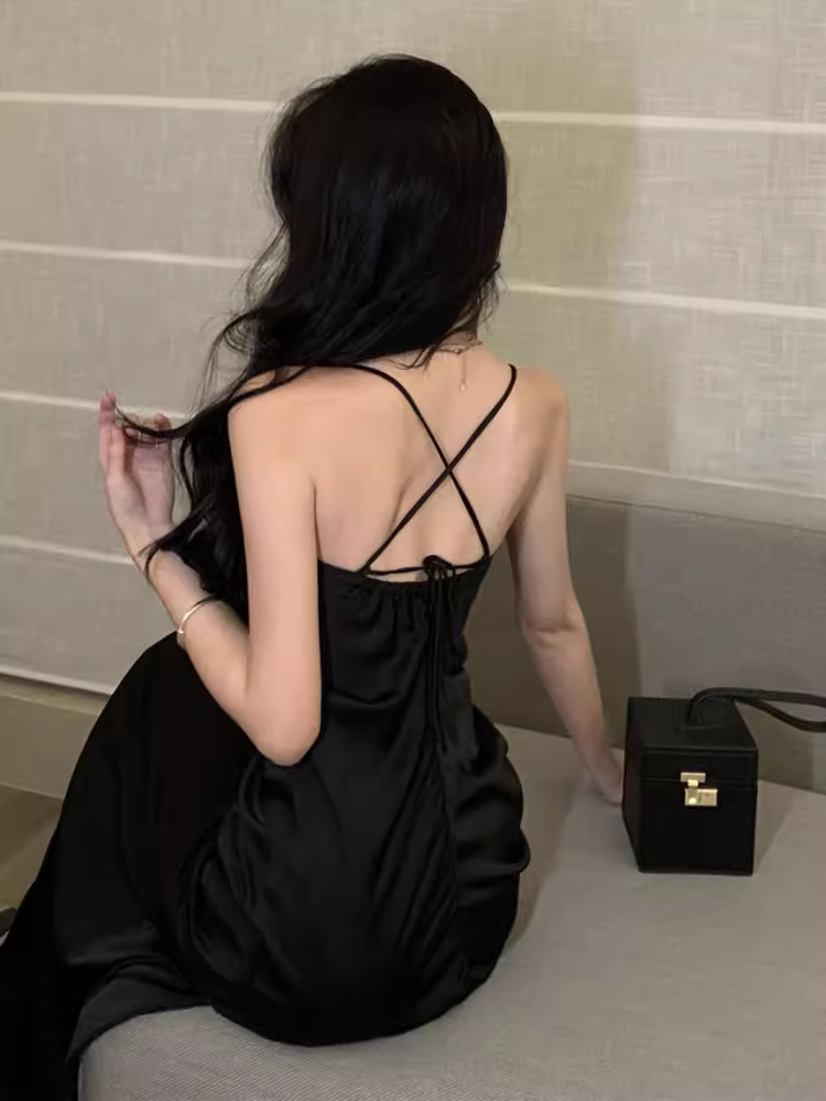 Sexy Black Sleeveless Dress  YM1490