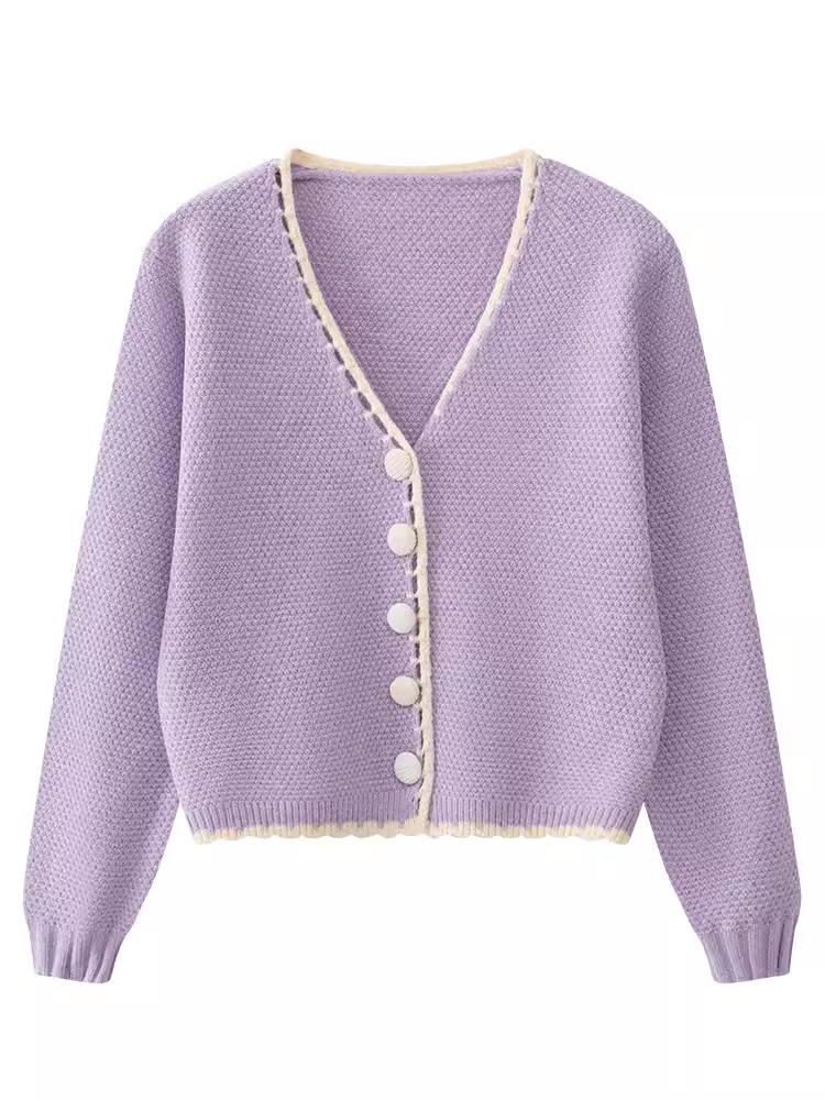 V-neck long-sleeved knitted cardigan jacket YM667