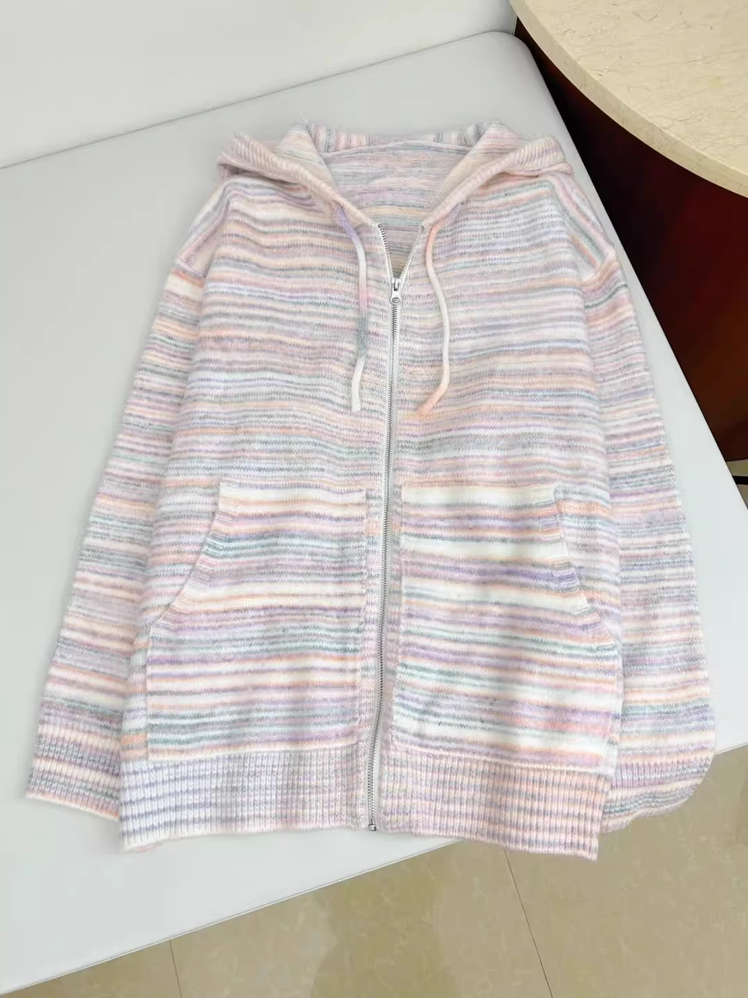 Rainbow Stripe Knit Cardigan Sweater YM385