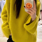 Women's yellow loose knit sweater YM1891