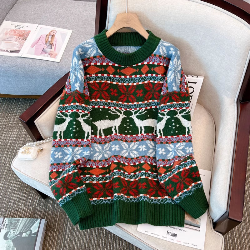 New autumn and winter Christmas deer sweater, lazy style thickened sweater  YM868