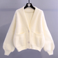 Women's sweater jacket spring and autumn loose and lazy style imitation mink velvet design  YM505