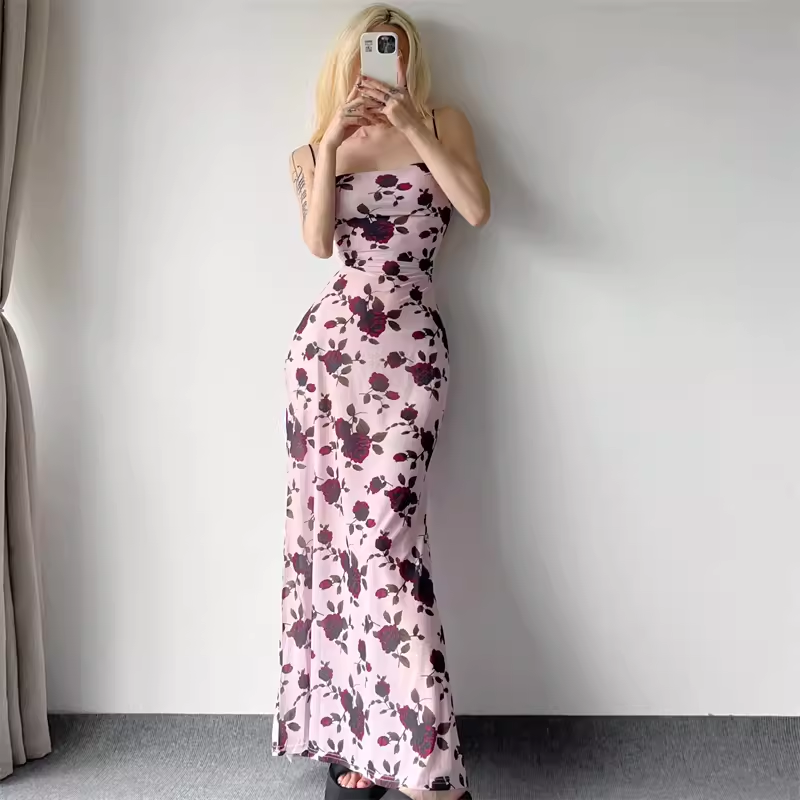 romantic rose print dress YM1269