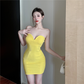 Sexy Yellow Bodycon Dress ,YM16