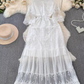 women's summer retro high-end lace dress YM1429