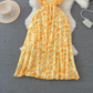 Summer beach resort style yellow floral dress YM1022