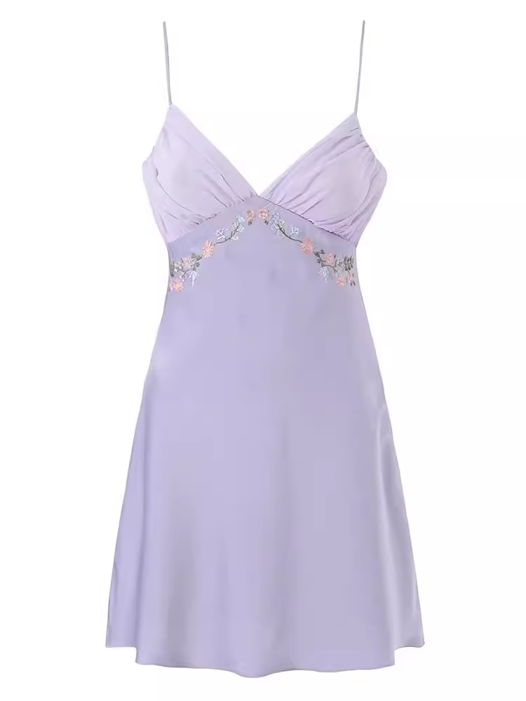 Sexy Purple V Neck Mini Dress  YM1410