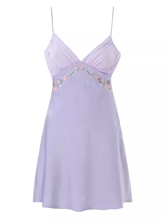 Sexy Purple V Neck Mini Dress  YM1410