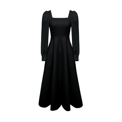 Long sleeve retro style square neckline dress YM842