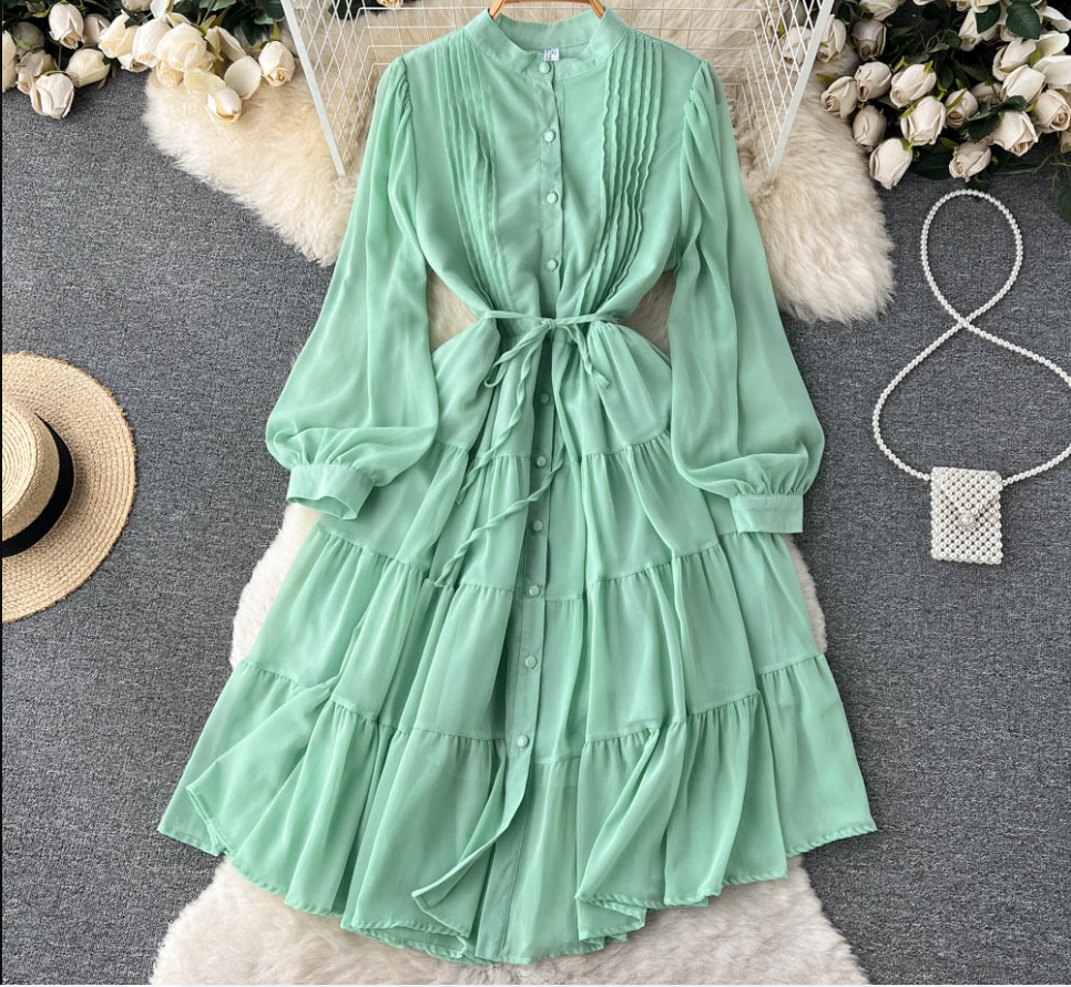 Chic Pleated Maxi Dress ,YM65