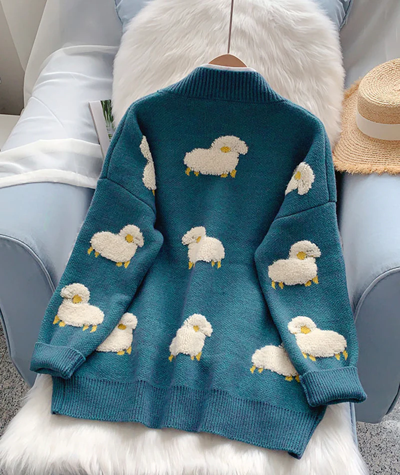 Cute sheep pattern sweater long sleeve sweater sweater coat spring and autumn clothing, YM258