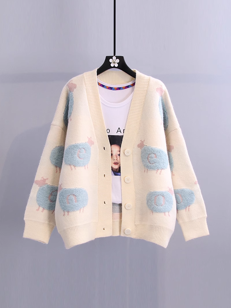 Cartoon lazy style sweater women's knitted cardigan jacket YM678