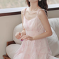 Pink ruffled chiffon suspender dress for women summer  YM1188