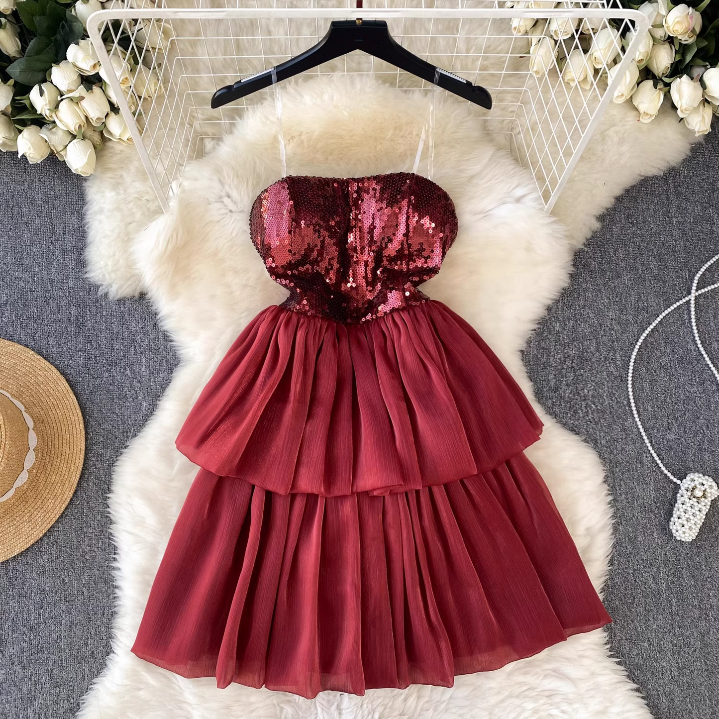 A-line Red Party Dress  YM344