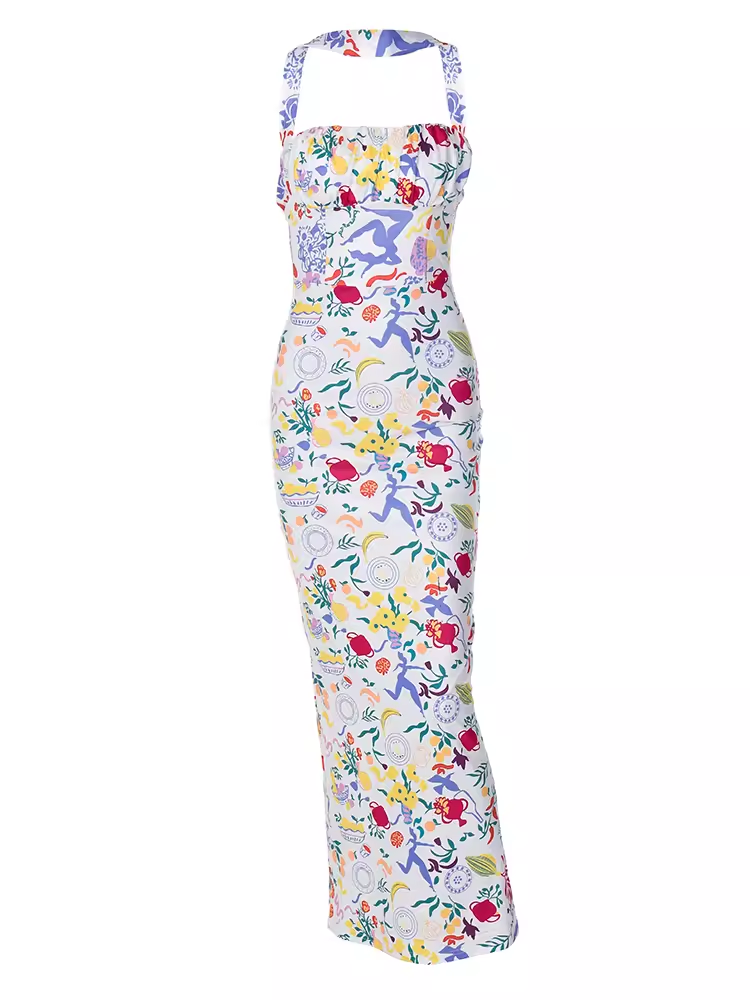 Irregular printed long dress  YM1390