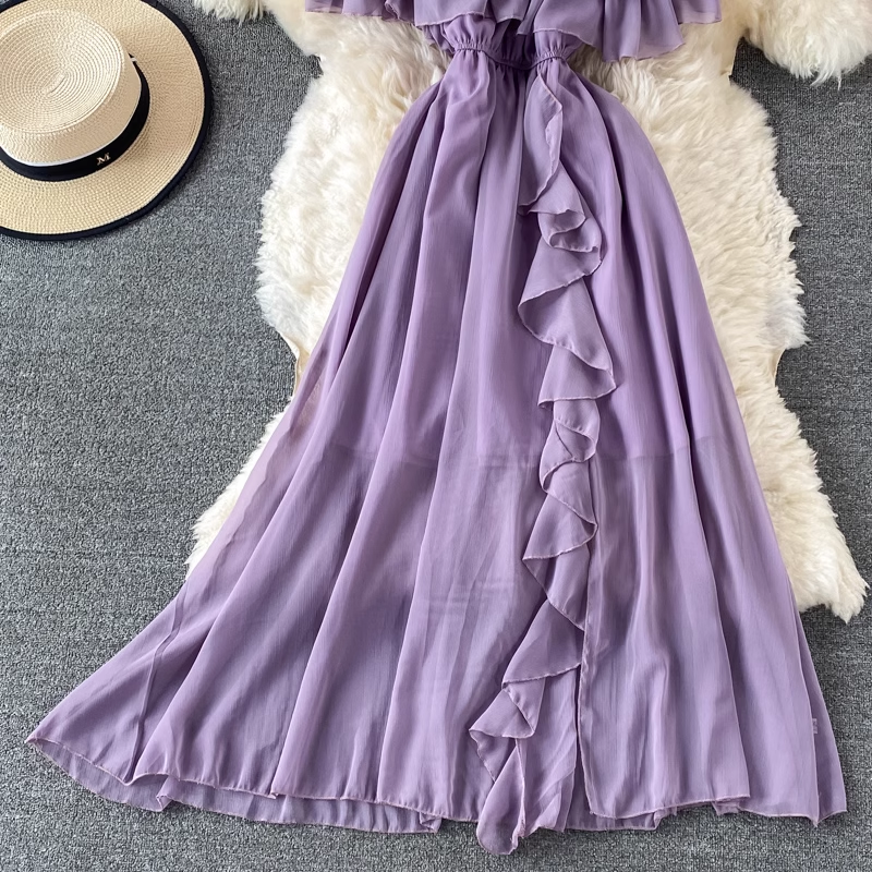 summer off shoulder chiffon dress ,YM182