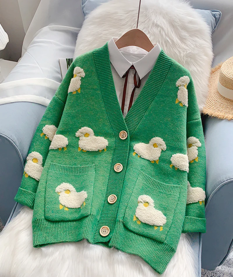 Cute sheep pattern sweater long sleeve sweater sweater coat spring and autumn clothing, YM258