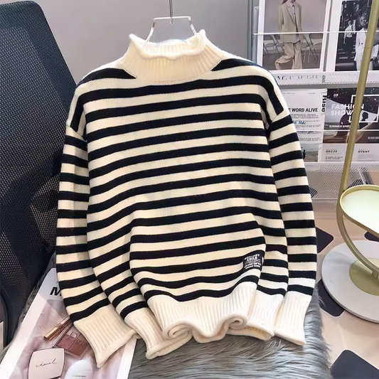 Half turtleneck striped inner sweater YM931