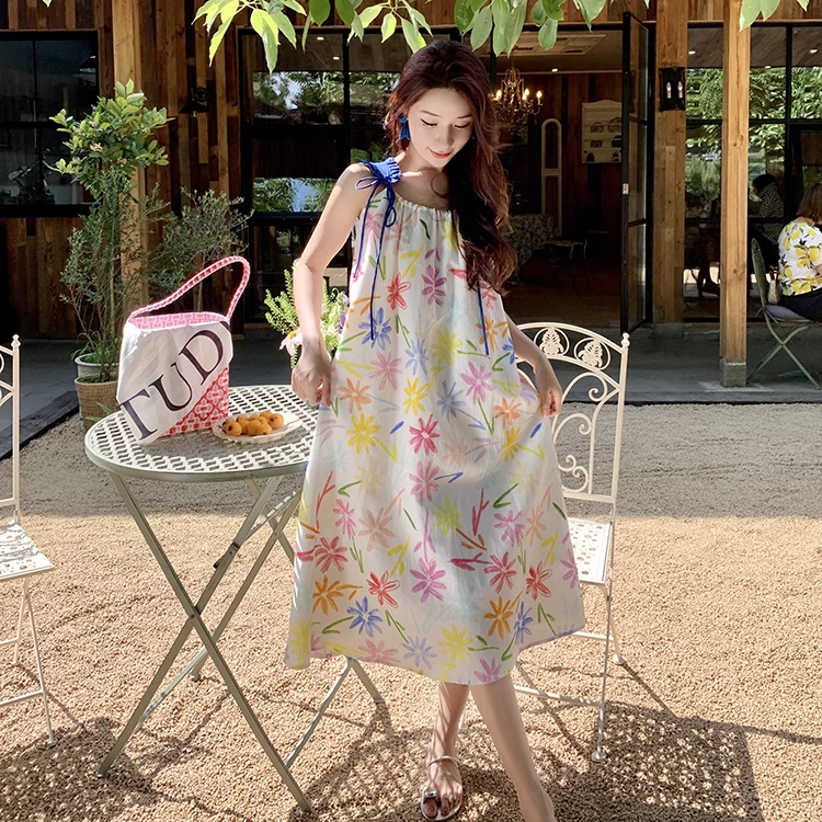 New summer printed suspender dress  YM1451