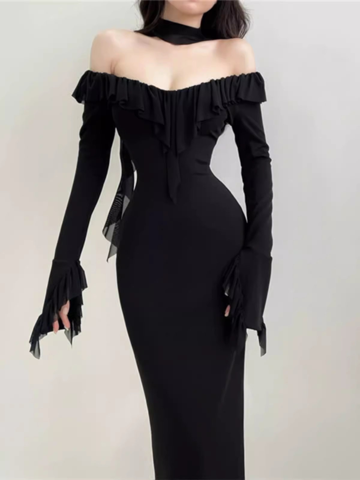 Sexy Black Long Dress YM1518