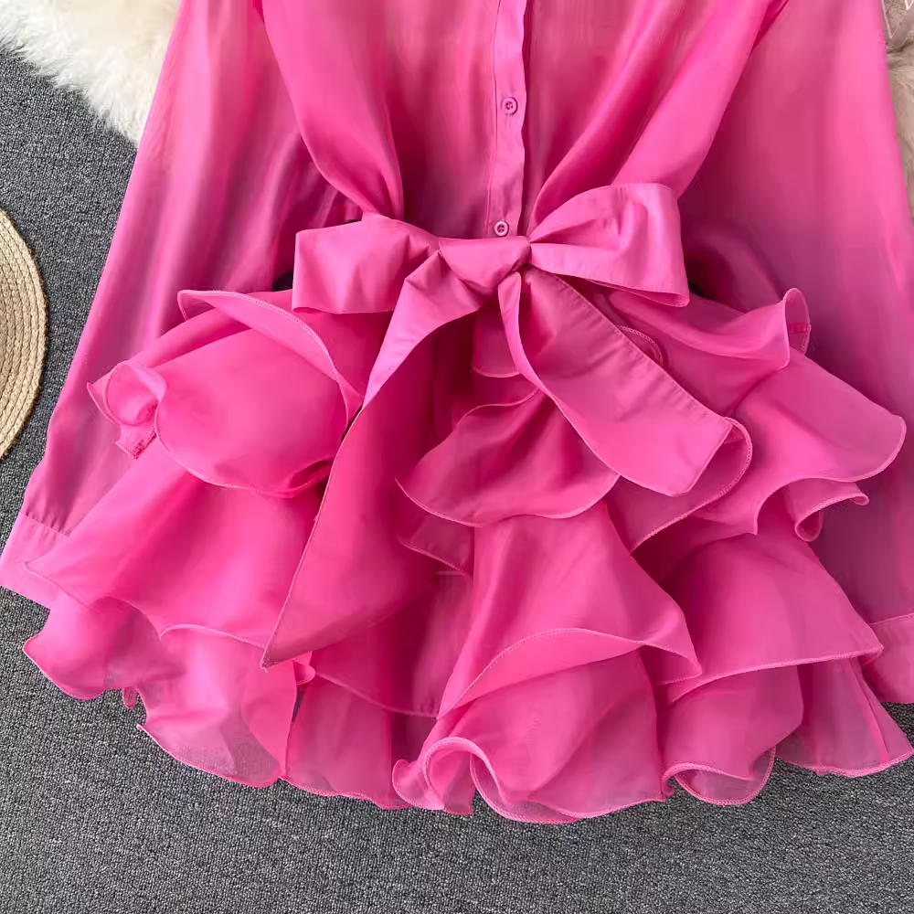 New style ruffled western style high-end design bow tie blouses ,YM140