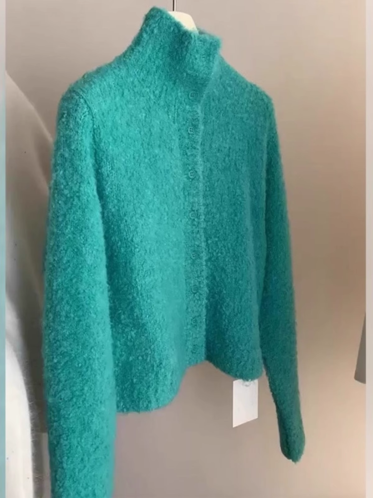 Lake blue single-breasted sweater cardigan YM1874