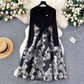 Autumn and winter knitted splicing jacquard puffy dress YM533