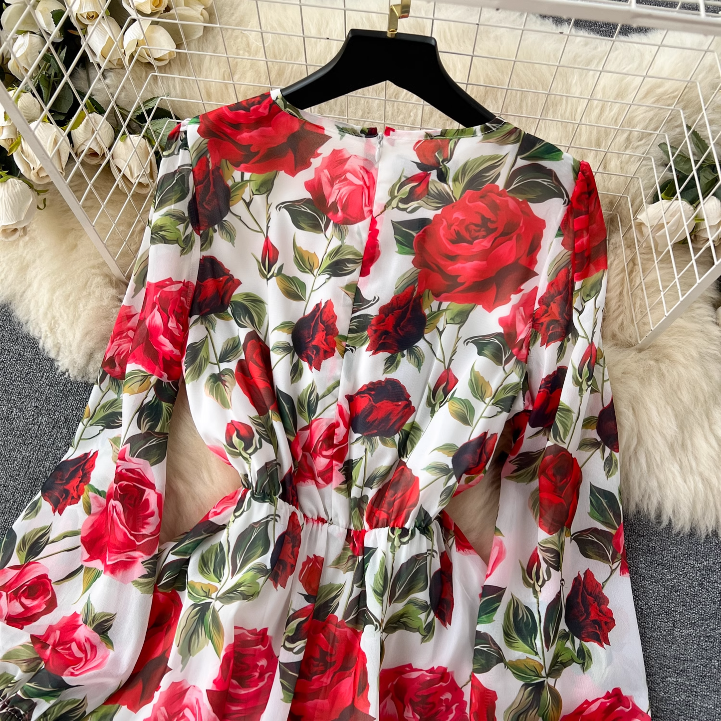 women's rose dress,YM155